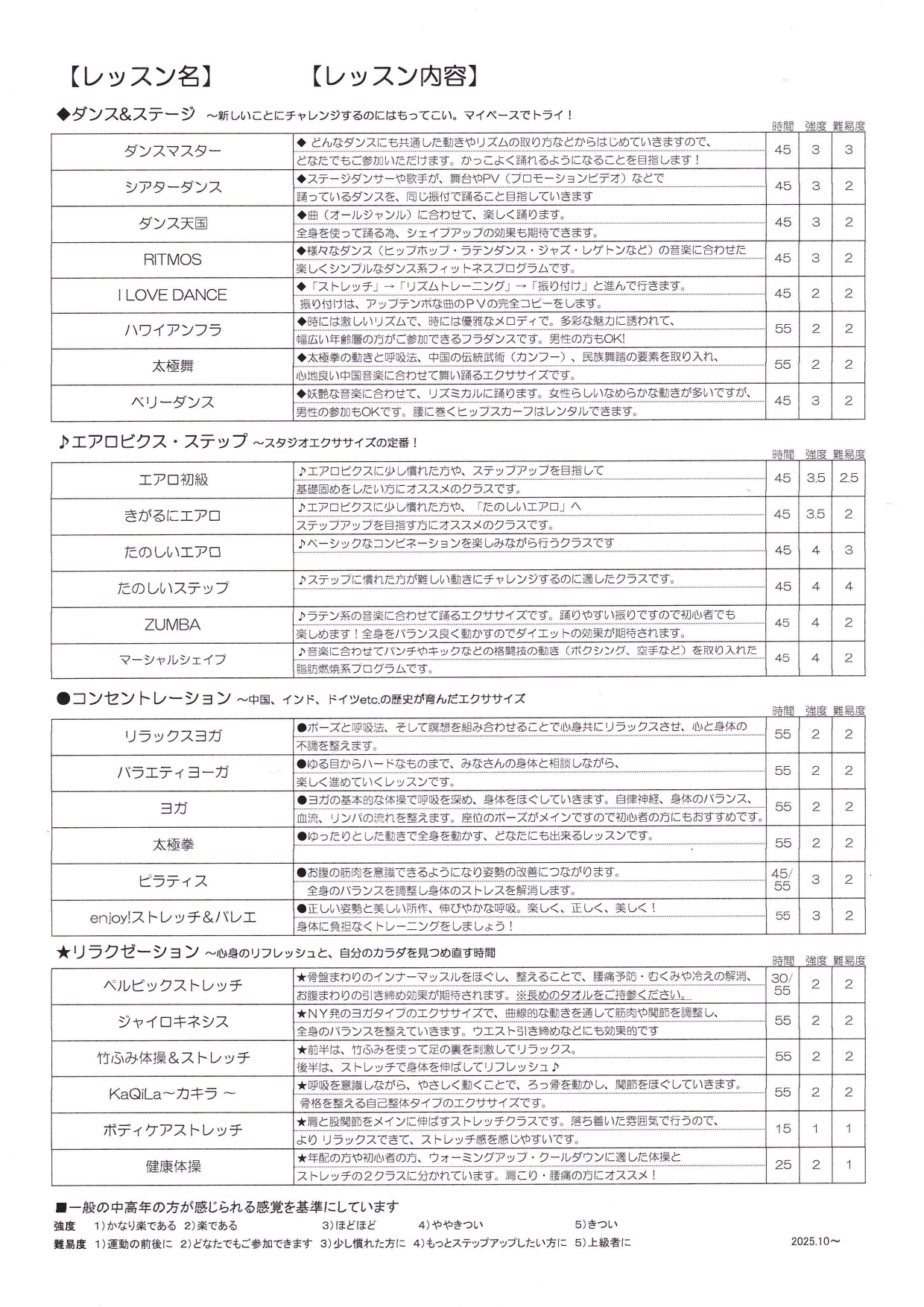 2025年10月スタジオプログラムのタイムテーブル3